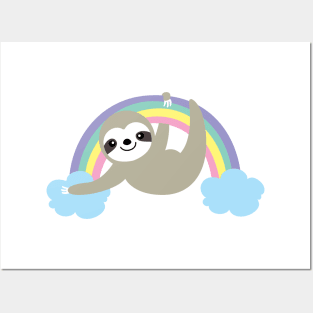 A Cute Sloth with the rainbow Posters and Art